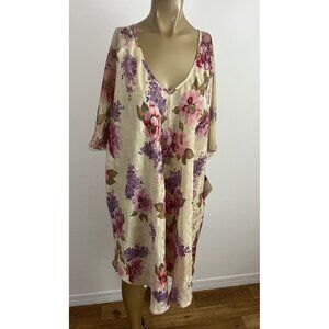 Vintage Just My Size JMS Women's 4X Floral Satin Nightgown Short Gown Chemise NW